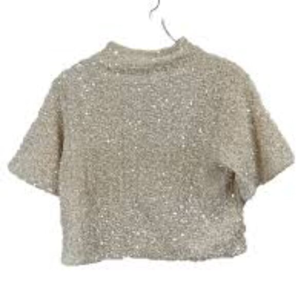 H&M Sequined Top Cream Sz L Like New - Picture 1 of 4